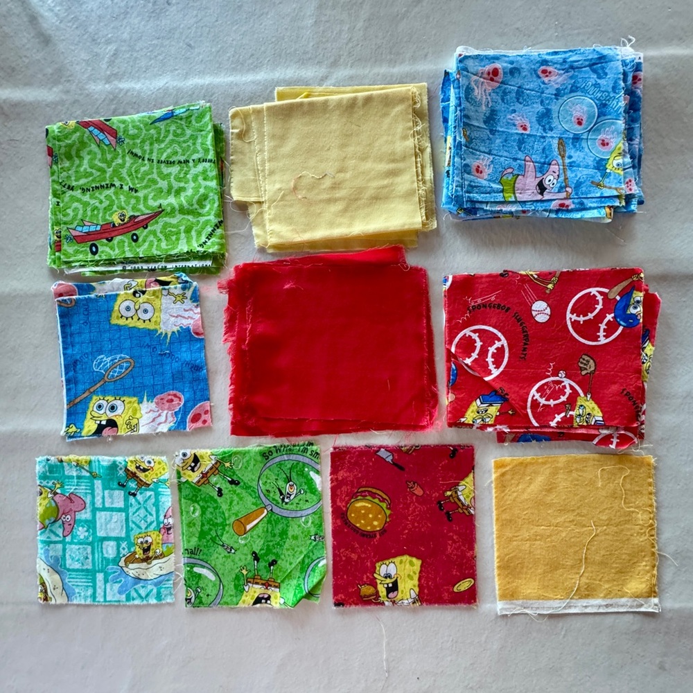 SpongeBob 2002 Vintage Cotton Fabric Blocks and Remnants - Picture 3 of 15